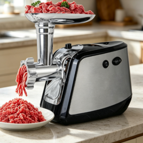 Electric Meat Grinder for Home Use, 2000W Max, Heavy Duty, 3 Plates, Sausage Stuffer Tubes & Kit, Stainless Steel