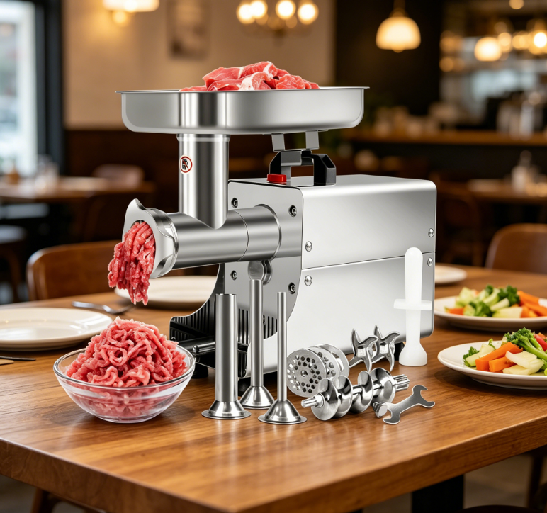 Heavy Duty Electric Meat Grinder for Home Use, 2800W Max, Stainless Steel, 3 Plates, 3 Sausage Tubes, 2 Blades